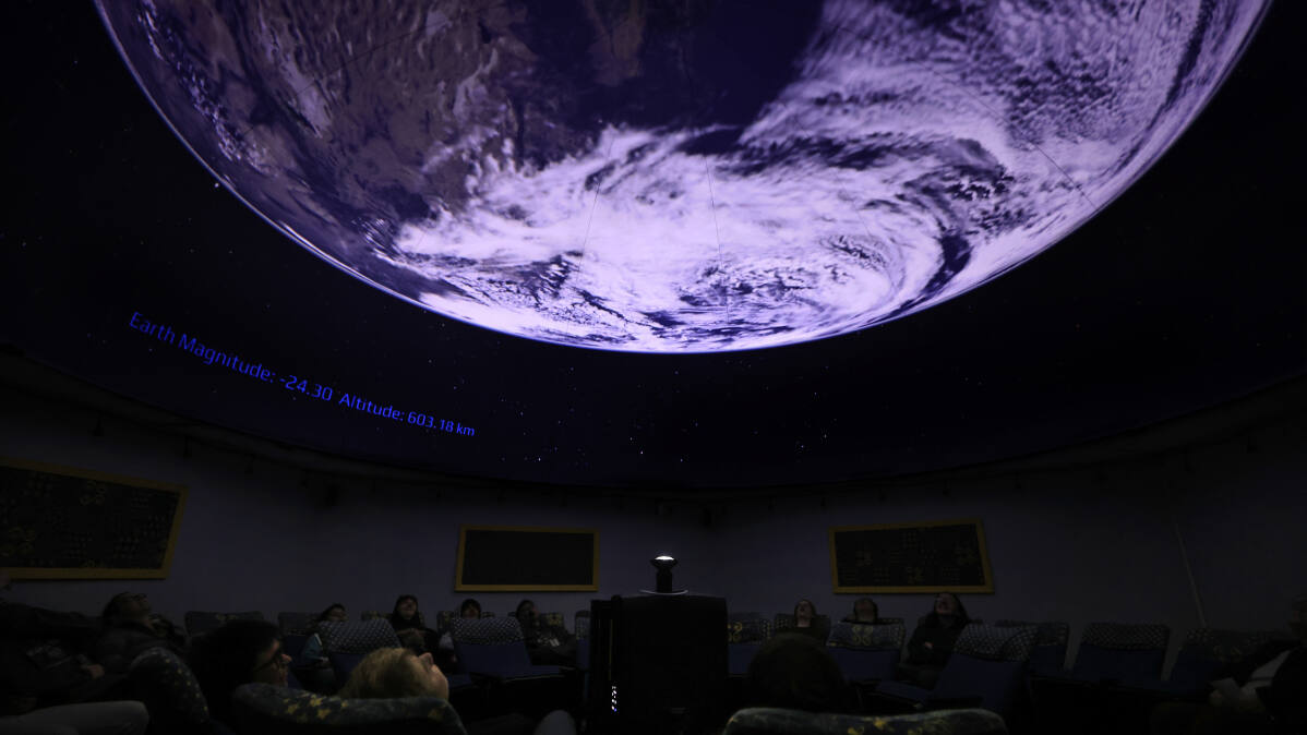 Students from Upper Lake Middle School watch a presentation at Friends of Taylor Observatory planetarium, Thursday, Dec. 1, 2022 in Kelseyville.  (Kent Porter / The Press Democrat) 2022