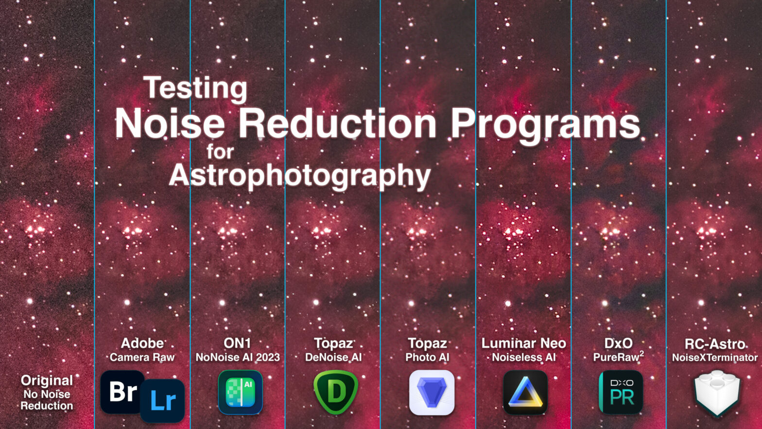 Testing six AI-based noise reduction programs for astrophotography