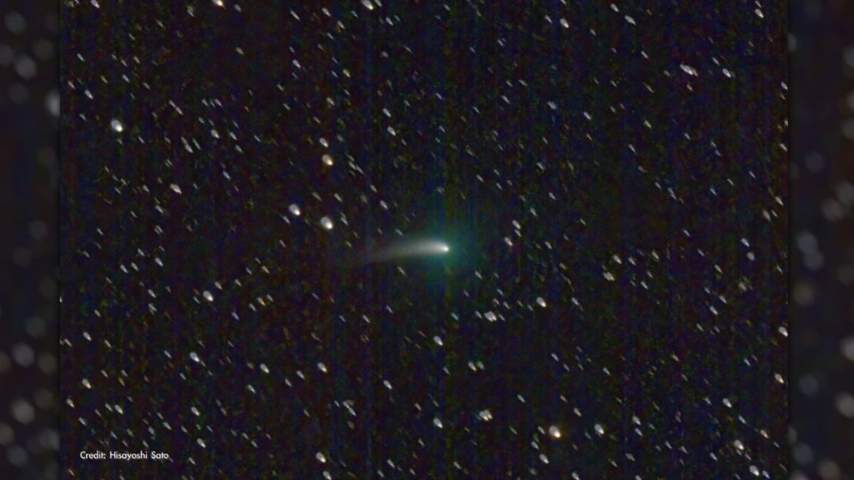 An image of the Comet C/2022 E3 (ZTF) taken by astrophotographer Hisayoshi Sato as seen in a still image from a NASA video.