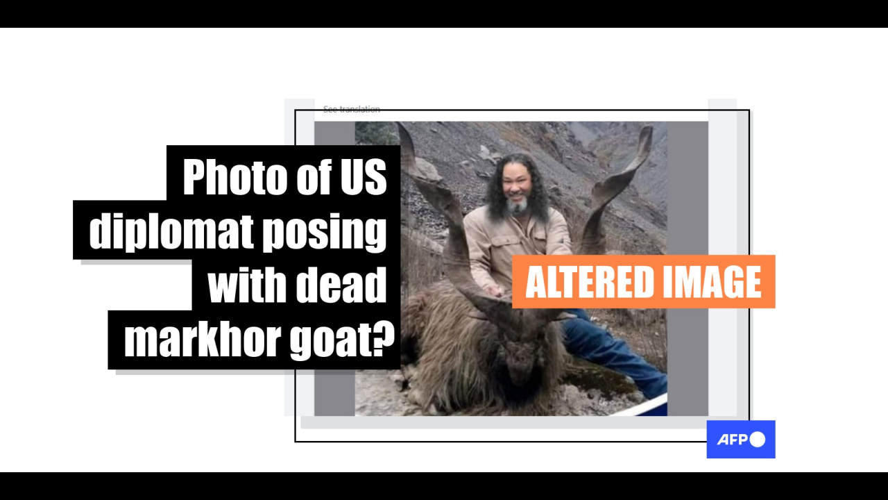 Photo of hunter with Pakistan's national animal doctored to show US diplomat