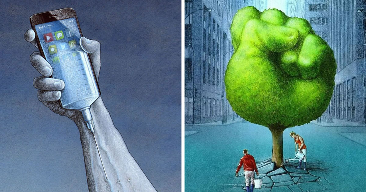 This Artist Created Satirical Illustrations To Reveal The Dark Truths Of Today's Society